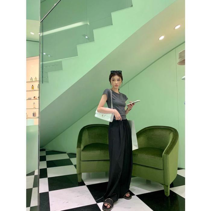 

Женские брюки с высокой посадкой и широкими штанинами Air Yamamoto: Стильная, Легкая, Стройнящая, Повседневная Летняя Одежда 2025 XL чёрный