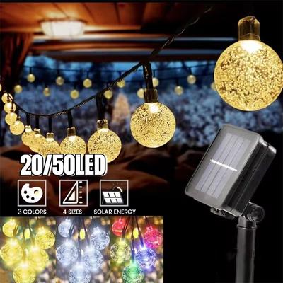 5M/7M Solar String Lights Outdoor Crystal Fairy Light Chritmas Garland 8 Modes Waterproof Patio Light for Garden Party Decor