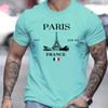 Paris Druck Herren Rundhals Modisches Sommer Frühling Sportlicher Stil Bequeme Passform T-Shirt Kurzarm Sport Bequemes T-Shirt