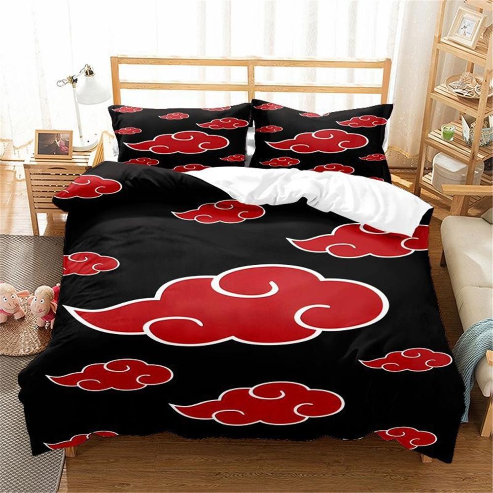 

Red Cloud Anime 3D Cartoon Duvet Cover Sets Comforter Bed LinenKids Bedding Set Akatsuki Japan Twin Queen King Single Size Gift cot size 70x133cm