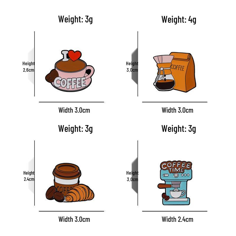 Coffee-Themed Butterfly Clasp Brooch: Anti-Exposure Waist-Fixing Enamel Pin for Women