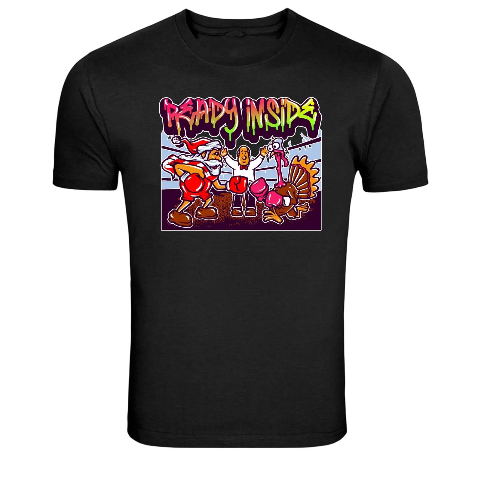 

Ready Inside Thanksgiving Boxing Turkey Funny Graphic T-Shirt XL