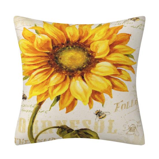 

Наволочка с подсолнухом «Счастливое лето, осень, урожай, День благодарения», декоративная подушка, ручная роспись, лен, цифровая