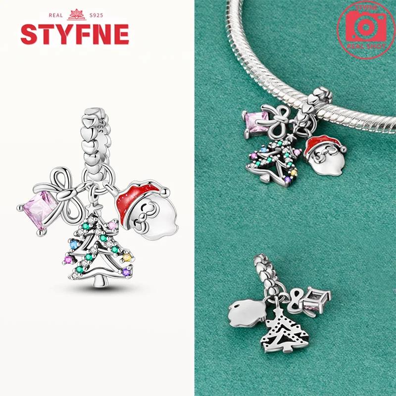 Copper New Christmas Charms Elk Santa Claus Bead Snowflake Bell Snowman Charm Fit Original Bracelet Diy Jewelry For Women