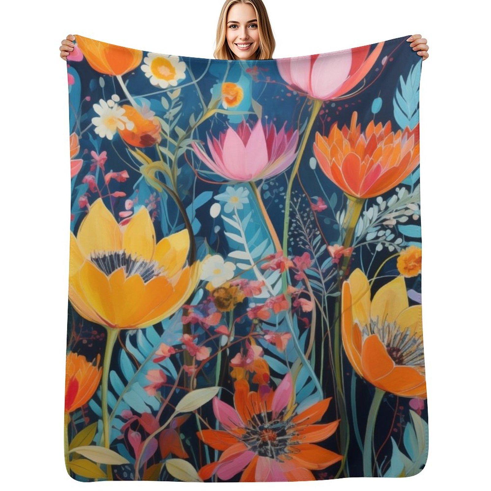 Wild Flowers 2 Throw Blanket Fuzzy Plush Throw Blanket for Sofa Chair 102x76cm(40x30in)