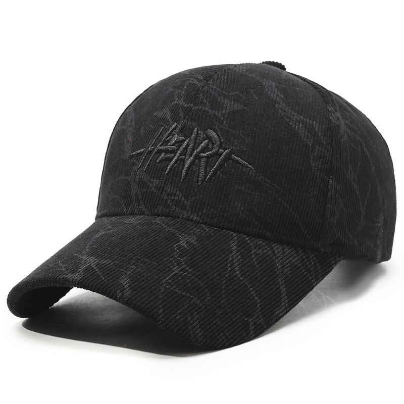 Embroidered Letter Baseball Cap Women Winter Cap Men Corduroy Sun Hat