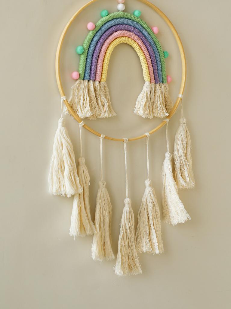 Macrame Tapestry Wall Hanging Decor Rainbow Boho Home Decoration Wall Tapestry Room Decors Aesthetic For Living Room Bedroom