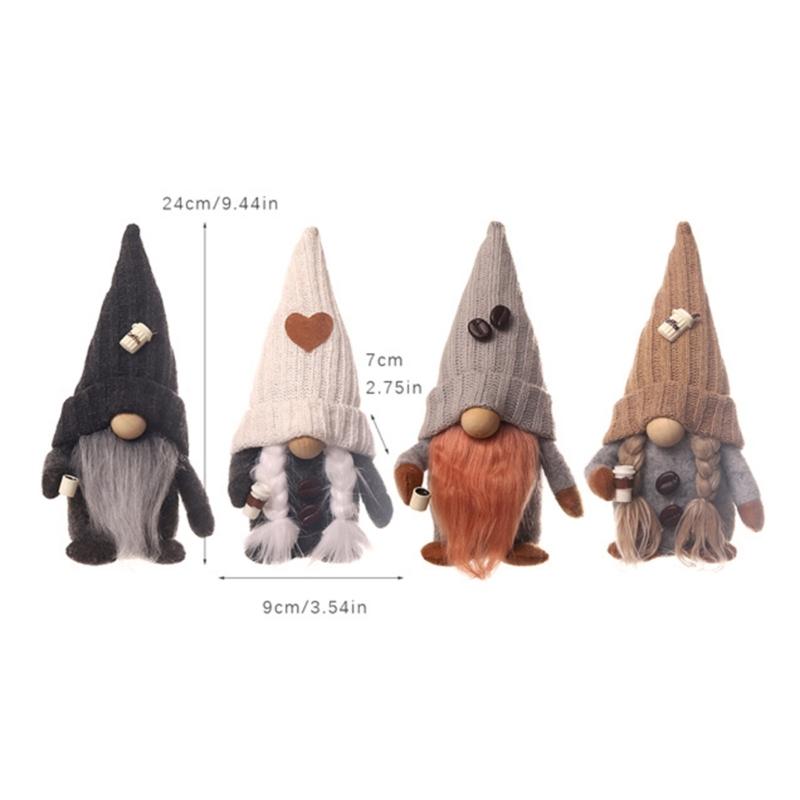 Knitted Couple Coffee Gnome Cute Art Crafts Party Decoration for Restaurant Dining Table Party Decoration