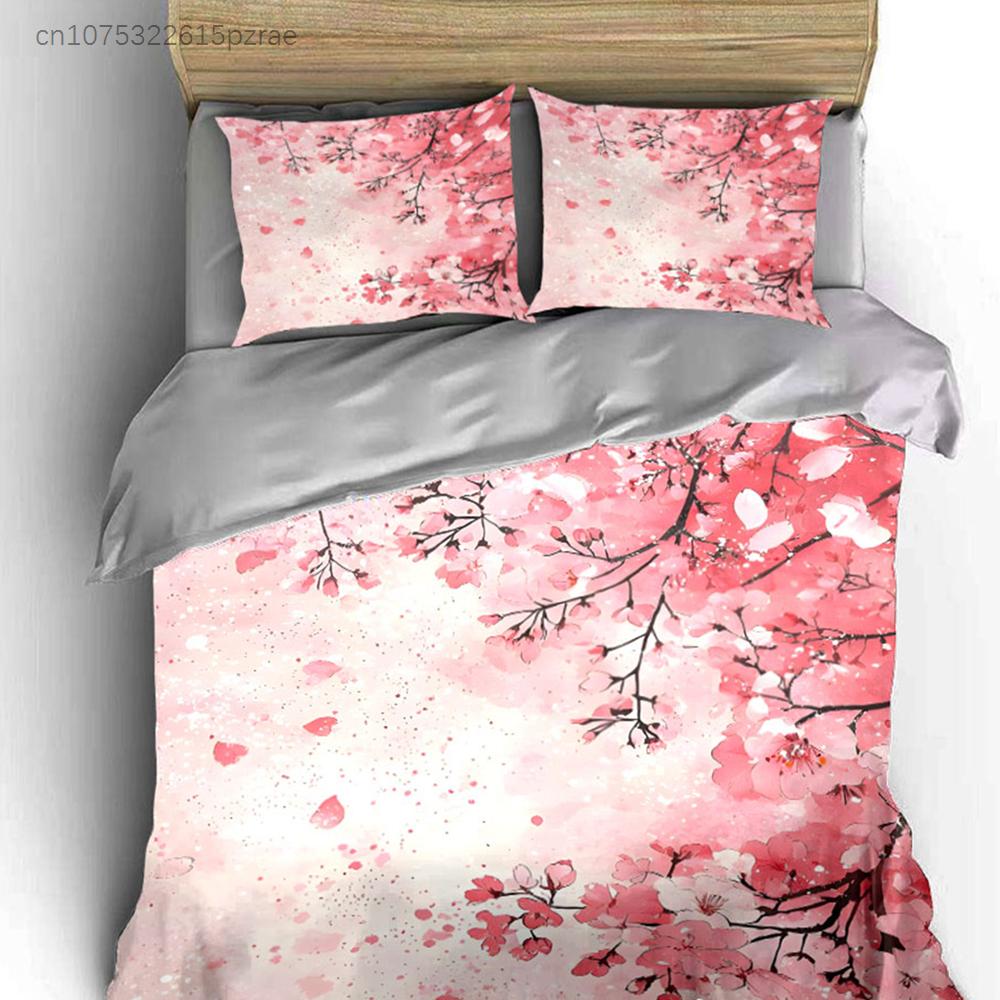 Cherry Blossom Three-Piece Set Multiple Sizes Kid's And Adults' Bedroom Exquisite 3PC Bedding Set, Gift