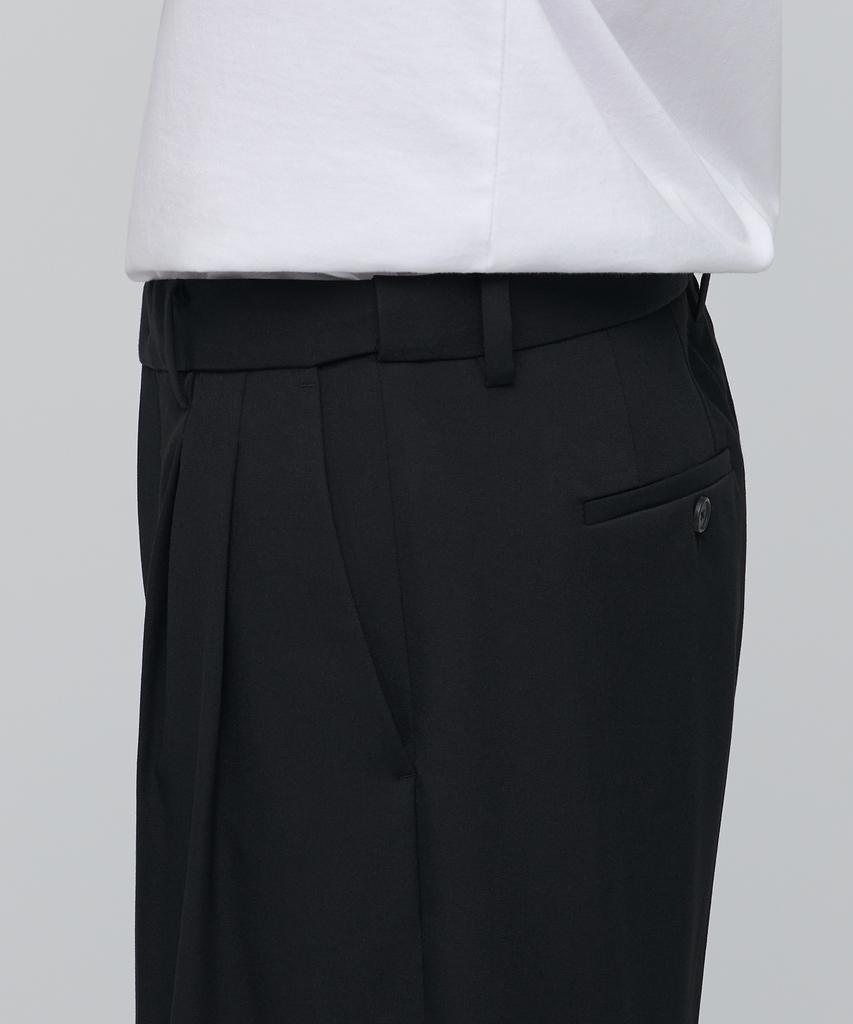 Musinsa Standard Super Wide Hidden Banding Crop Slacks [Black]