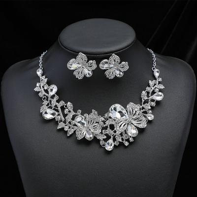 3 pezzi Squisiti Classici Eleganti Collane Orecchini Set di Zirconi Decorazioni per Feste da Ballo Accessori Nuziali da Sposa