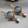 Fashion Trend Inlaid Zircon Imitation Pearl Pendant Earrings, Women's Retro Ethnic Style Holiday Accessories