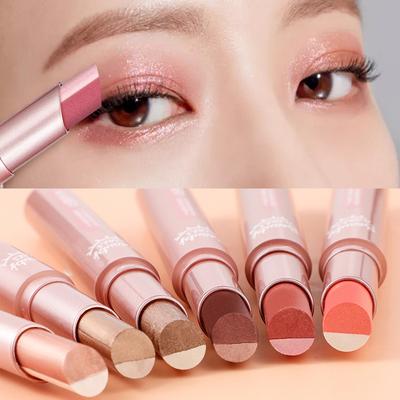 Caneta Sombra de Olhos Dupla Cor Perolada Bastão Sombra Iluminador Bastão Caneta Sombra Multifuncional