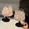 Black Stemmed Goblet Glass Modern Wide Bowl Cocktail Cup for Iced Drinks and Beverage Serving Premium Feel Juice Bubble Cup
