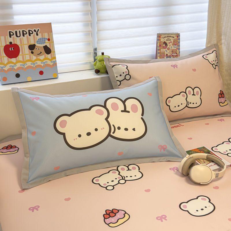 Cooling Ice Silk Printed Pillowcase Set 48x74cm Pair Soft Breathable Bedding Kids Adults