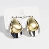 New Design High Quality Fashion Two-Color Plated Brushed Metal Grop Earrings Elegant Women's Daily Work Jewelry Accessories