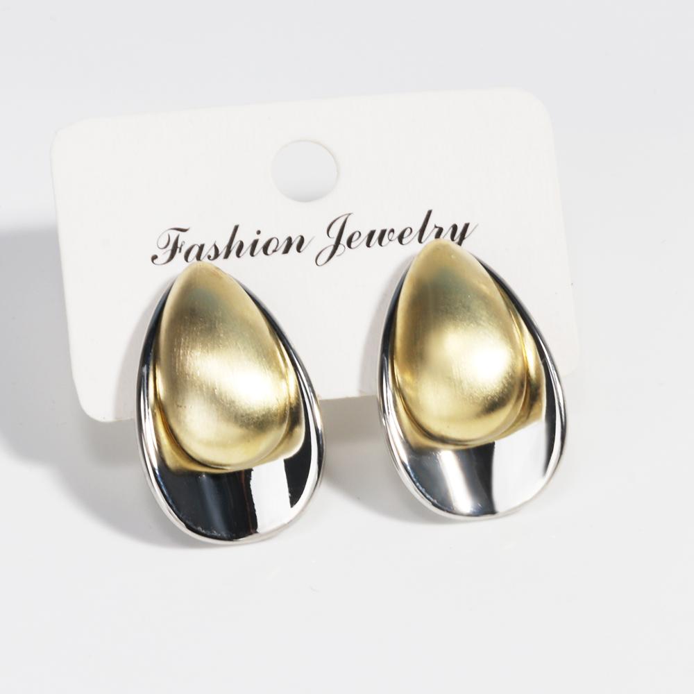 New Design High Quality Fashion Two-Color Plated Brushed Metal Grop Earrings Elegant Women's Daily Work Jewelry Accessories