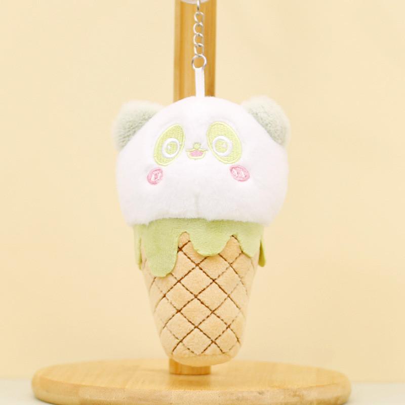 Adorável Chaveiro de Pelúcia Panda Cone de Sorvete Acessório Perfeito para Bolsa Brinquedo Fofo