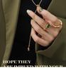18K Gold Plated Korean Geometric Heart Knot Tassel Necklace M045