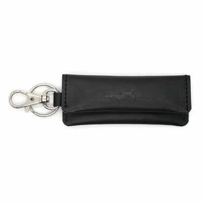[WACHIFIELD] Dayan die Katze, Echtes Leder, Multi-Schlüsseltasche, die in eine Hand passt und Münzen aufnimmt, Schwarz