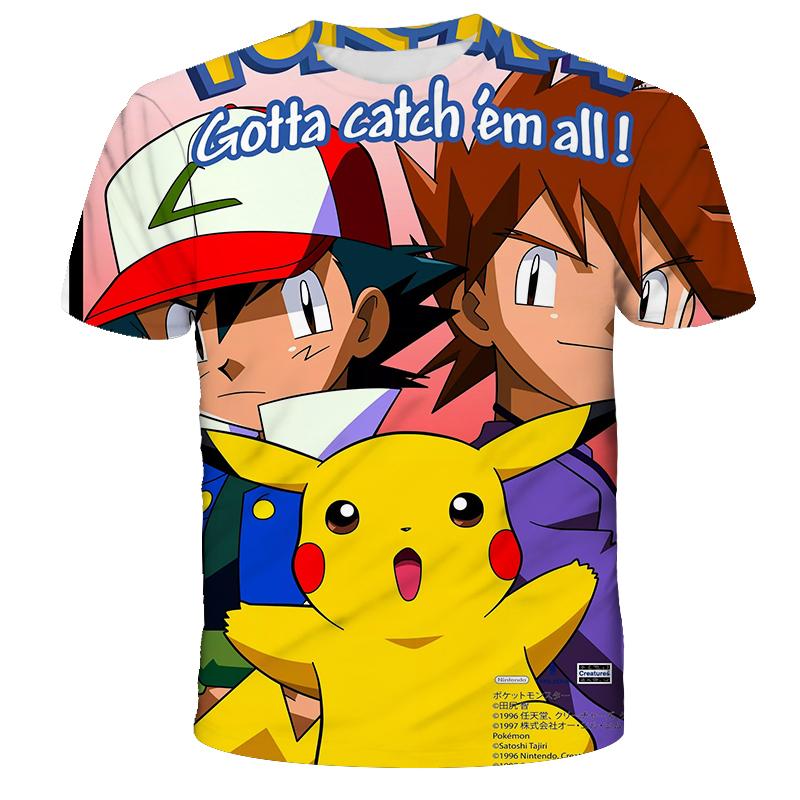2026 Summer New Pikachu Animation T-shirt 3D Printing Unisex Children's Casual Fashion Cute Daily Street T-shirt Top