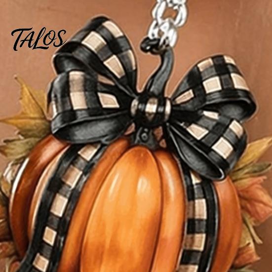 Lightweight Fall Accessories 1 Pair Pumpkin Earrings for Women, Acrylic Dangle Drop Retro Plaid Bow with Bow, Halloween Jewelry Holiday Party
