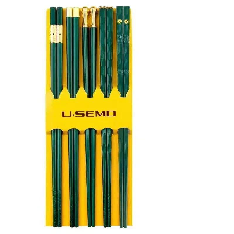 

5 пар китайских японских палочек для еды, набор палочек для суши, многоразовые, высокого качества, нескользящие, для еды, лапши, ресторана, кухни, столовых приборов