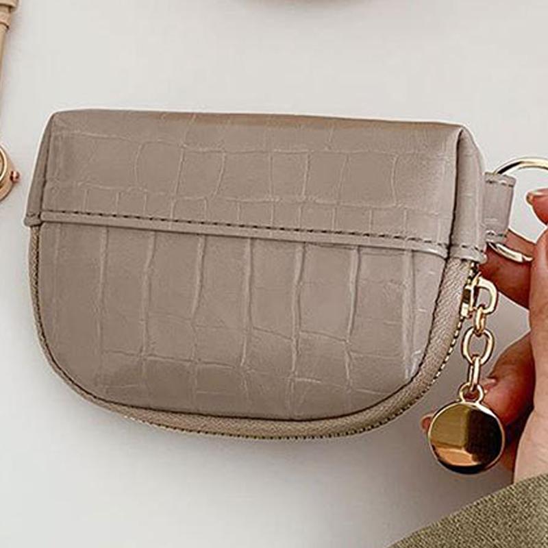 Shell Small Wallet Pu Leather Coin Purse Simple Card Holder Korean Solid Color Zipper Key Case Mini Handbag