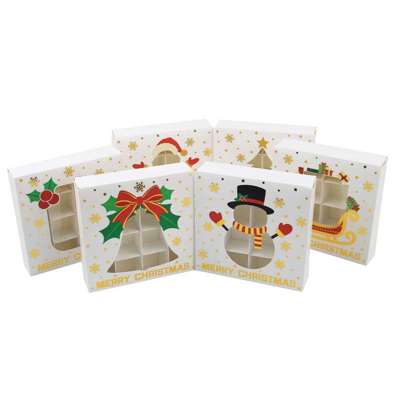 WTEMPO Clear Window Printed Christmas Gift Boxes Foldable DIY Christmas Party Decor Favor Treat Boxes Ideal for Storing and Gifting Delicate Items