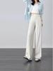 Women's High-Waisted Khaki Wide-Leg Suit Pants for Spring/Summer 2026 - Straight, Thin, and Draped