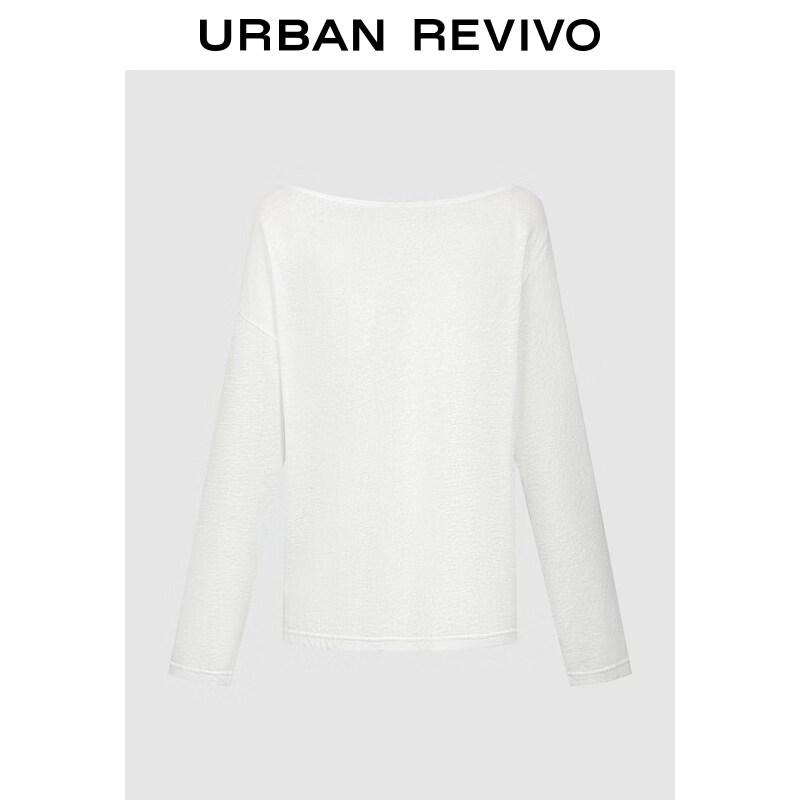 UR2026 Women s Retro Contrast Letter Long Sleeve T-Shirt L грязно-белый