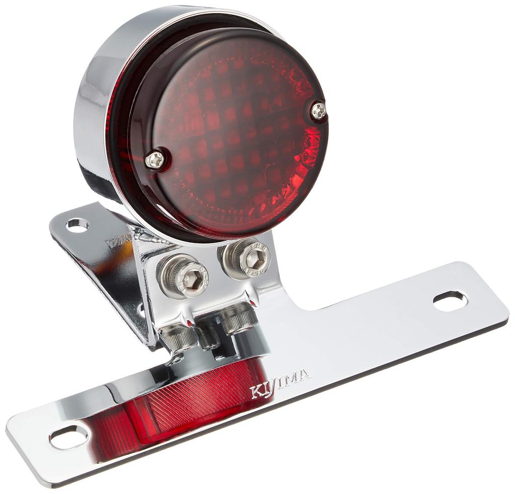 Kijima Motorcycle Parts Classic Tail Lamp, Round L, G18, 12V23/8W, Universal, Plated, 218-3013