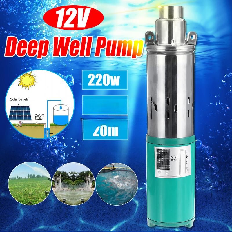 Deep Well Pump High Pressure High Lift Solar Pump Agricultural Irrigation Home Garden 50m Solar Submersible Water Pump DC 12V
