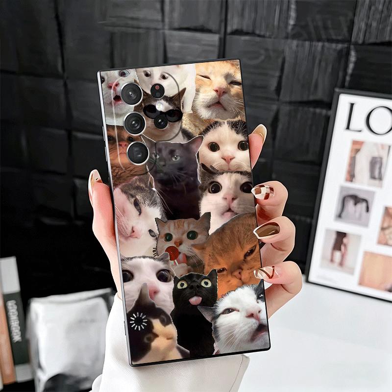 

Crying Cats Combine Memes Soft Phone Case for Samsung Galaxy S26 S25 Edge S24 Ultra S23 Plus S22 S21 FE S20 Black Cover Back She Samsung S21 Ultra