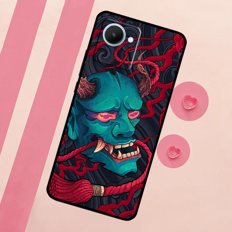 Japanese Oni Hannya Demon Mask Case For Realme 11 Pro Plus 10 9 GT Neo 5 3 3T C11 C15 C25s C21Y C30 C31 C33 C35 C53 C55