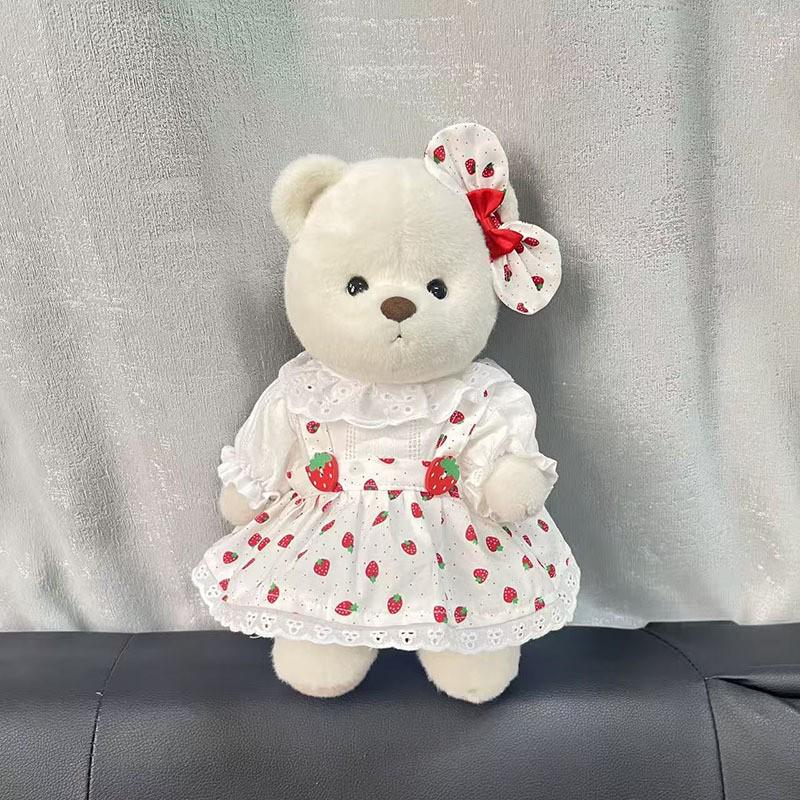 Medium Bear Outfit - Blue Pink Striped Carrot Overalls Set