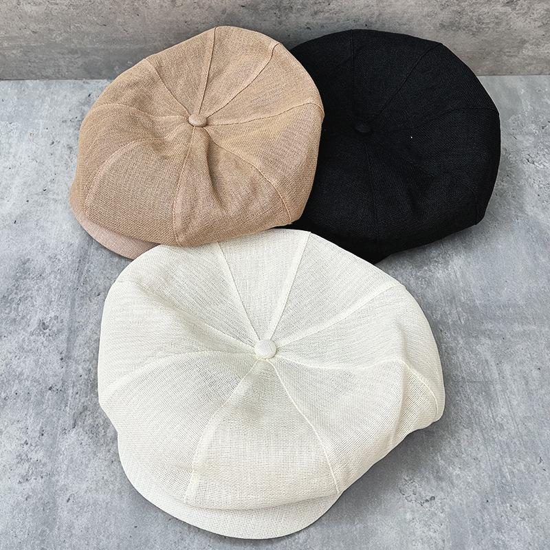 Minimalist, Fashionable, Breathable And Not Stuffy, Ultra-Light Washi Paper Octagonal Hat Women'S Summer Retro Forward Bere Newsboy Hat
