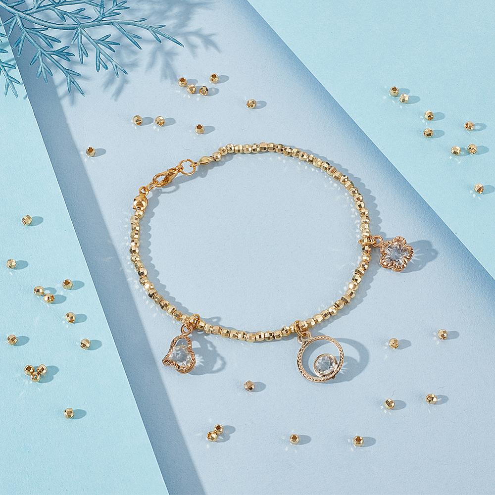 200Pcs Brass Spacer Beads, Faceted, Barrel, Real 18K Gold Plated, 3x2.3mm, Hole: 1.2mm
