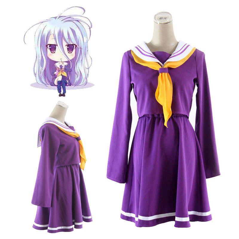 Breathable No Game No Life Shiro Cosplay Dress Shirt Tie Set With Perfect Stitches