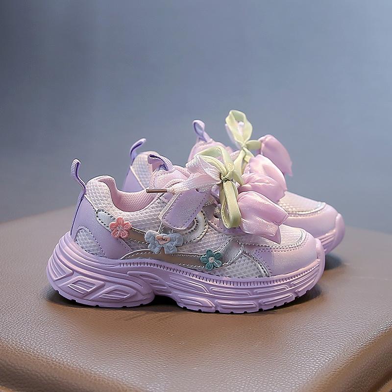 Girl's Casual Shoes New Style Appliques Wear-resistant Soft Rebound Durable Teens Girl Sneakers Student Hicking Shoes Kid I08265