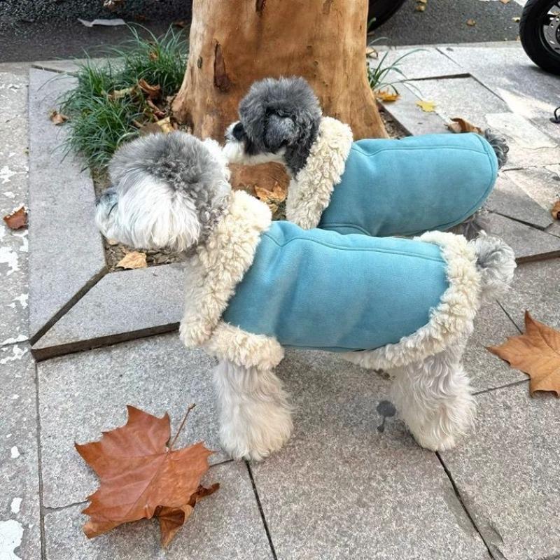 Pet Collar Coat Autumn Winter Lamb Fleece Coat with Thickened Fleece Small Dog Teddy Bear Pet Warmth Puppy Warm Cotton Clothes