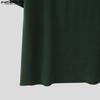 INCERUN Men Round Neck Short Sleeve Zipper Casual Fitted T-shirts