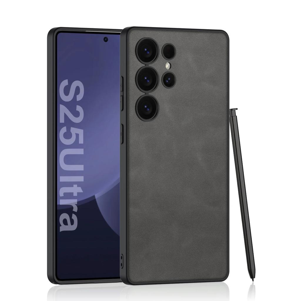 Luxus Leder Telefon Fall S24Ultra S25Ultra Stoßfest Abdeckung Für Samsung Galaxy S23 S24 S25 Ultra Nubuk Leder Schutzhülle