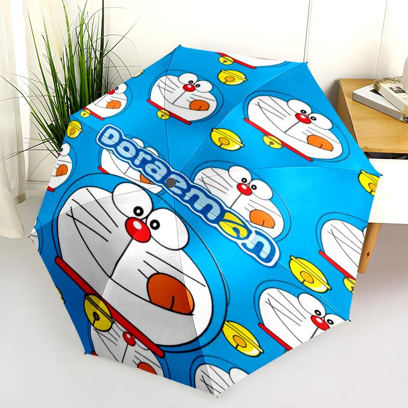 Blue Doraemon Cartoon Print Folding Umbrella Portable Suitable For All Seasons Sun Umbrella Outdoor Travel Umbrella
