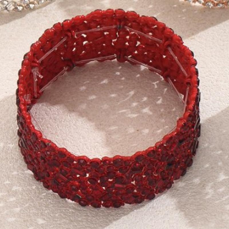 Moda Estilo Europeu e Americano Conjunto de Pulseiras Femininas Personalidade Super Brilhante Design Cravejado de Strass Pulseira de Aba Larga