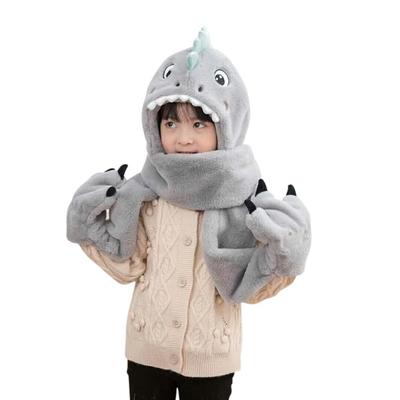 Chapéu de Dinossauro LONTG de Inverno com Bolso e Garra Chapéu de Animal Fofo com Pelúcia Falsa Perfeito para Meninas e Perfeito para Outono e Chapéu Infantil, Touca, Cachecol,
