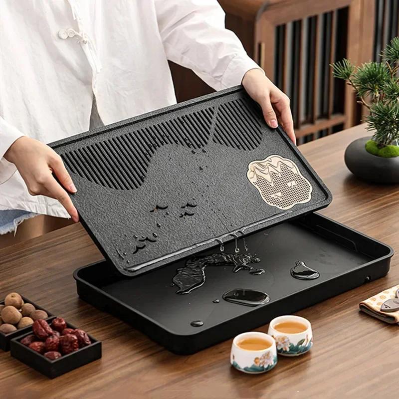 Luxury Stone Water Storage Tea Tray Water Storage Drainage Chinese Brewing Tea Tray Home Office Tea Accessories Teaware Supplies