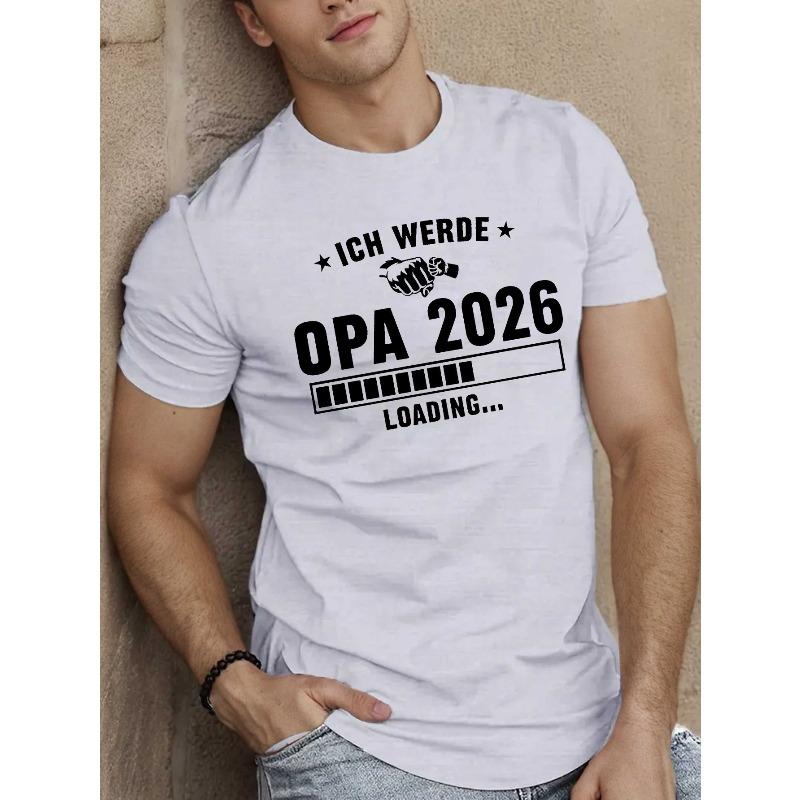 Europäische Größe Herren Lustiges T-Shirt mit deutschem Spruch - Leichtes Sommer-T-Shirt mit Ladebalken-Grafik - Lässiges Alltagshemd für Opa Bequeme Passform