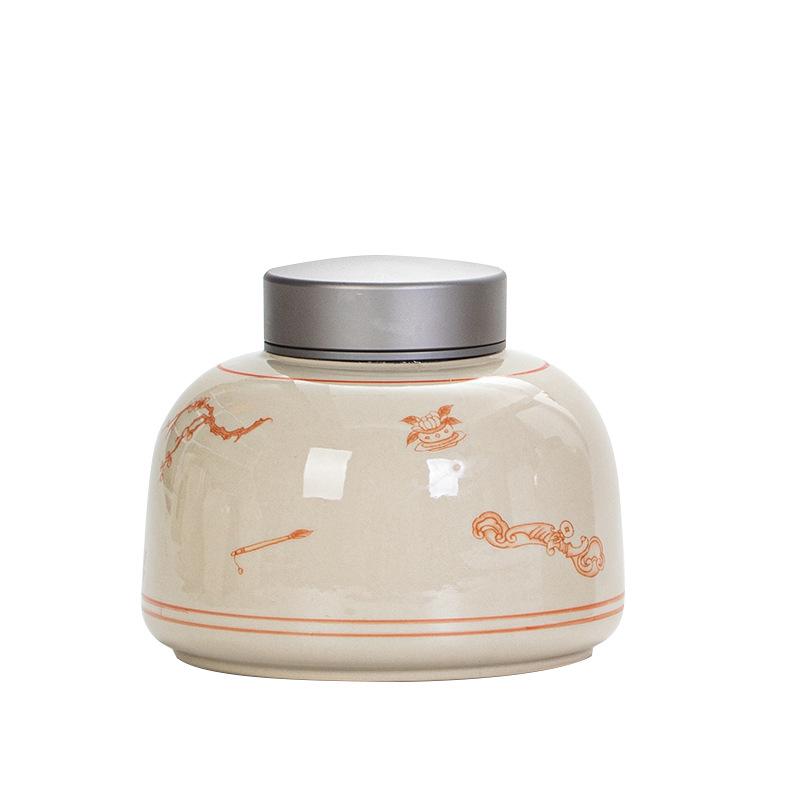 Nordic Alloy Lid Ceramic Sealed Jar Large Capacity Nut Tea Canister Food Candy Storage Container Decorative Jar Home Decoration