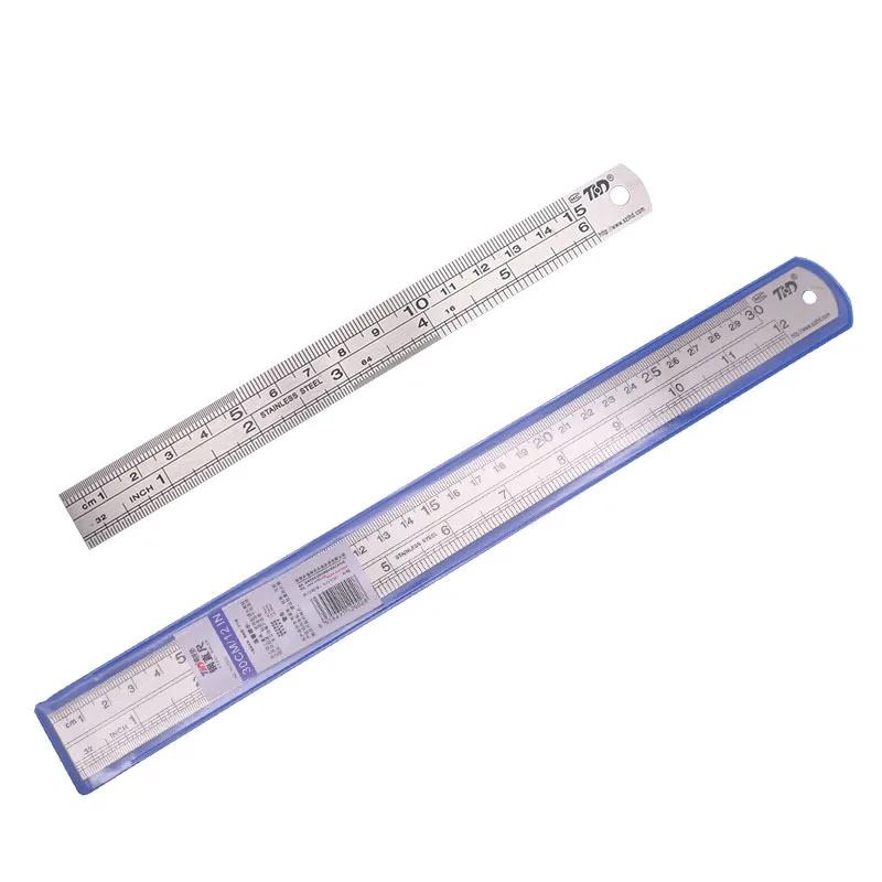 Stainless Steel Ruler Set 6 8 12 16 20 Inch Metal Rulers High Precision Double-Sided Graduation Scale Office Drawing Tools